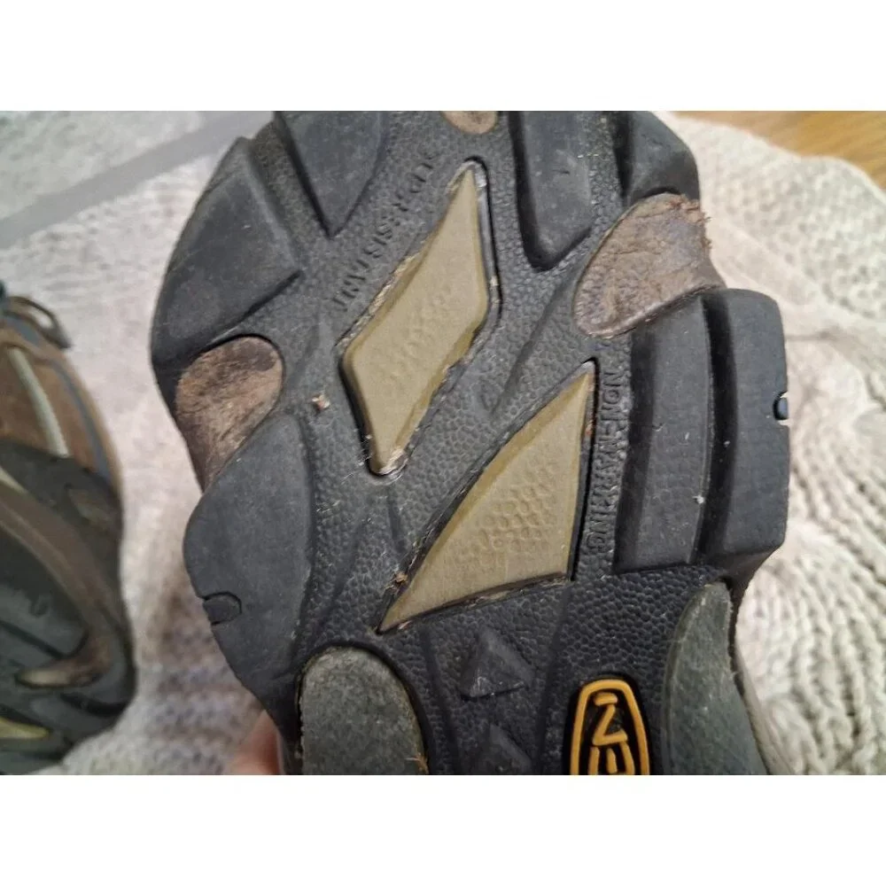 Keen Mens Waterproof Hiking Boots Size 10.5EE Brown & Blue KEEN.DRY Leather & Me